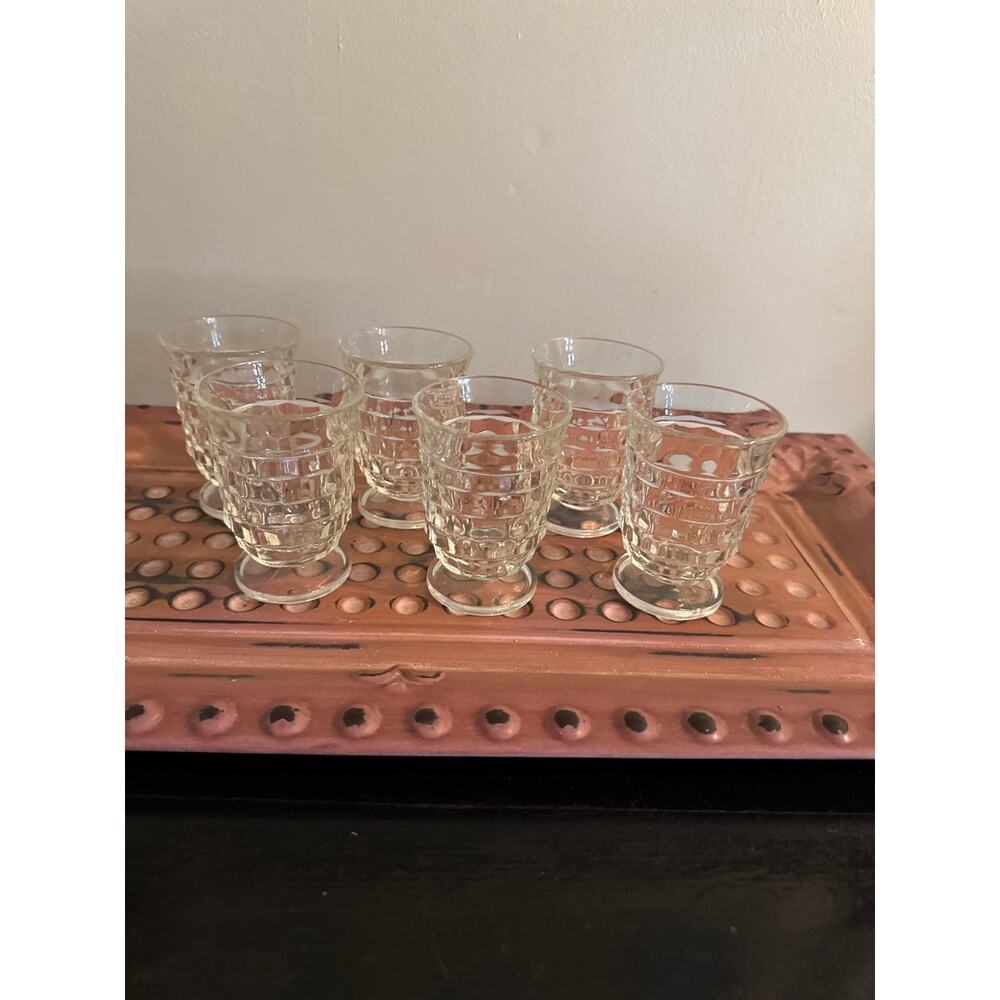 Set of 6 Indiana Glass Whitehall Juice Glasses Vintage Clear Paneled Goblets